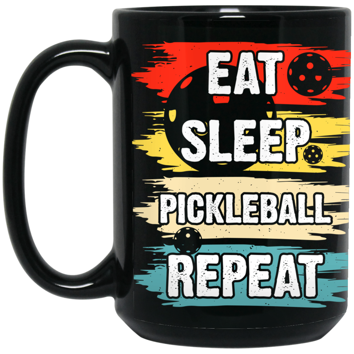 Pickleball 15 oz. Black Mug