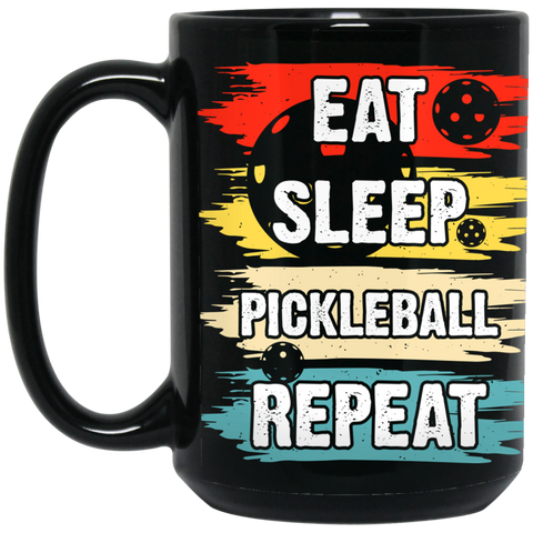 Pickleball 15 oz. Black Mug