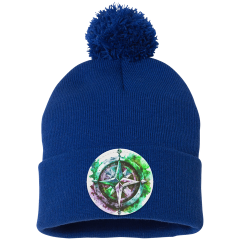 Pom Pom Knit Cap - Patch Compass