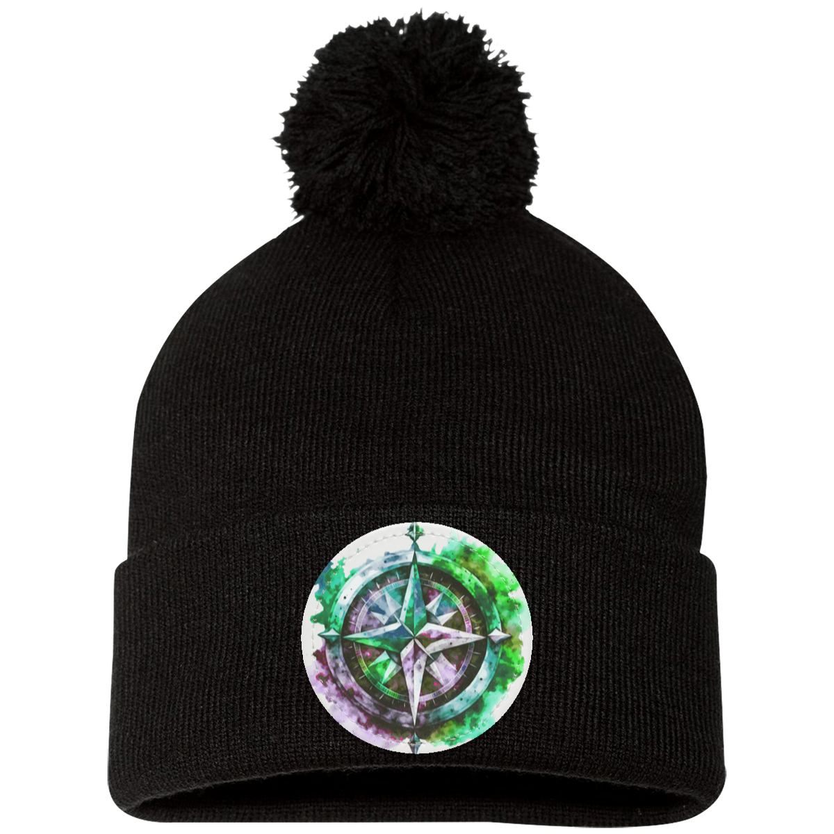 Pom Pom Knit Cap - Patch Compass